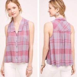 Anthropologie Holding Horses Plaid Button Down Top